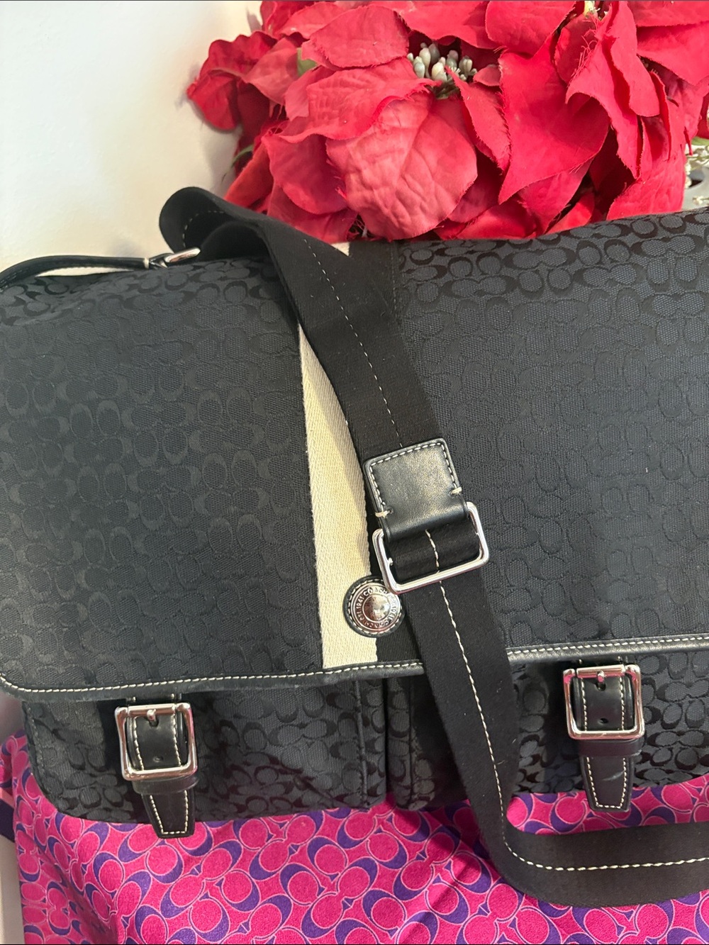 Coach Signature Jacquard Messenger Bag
